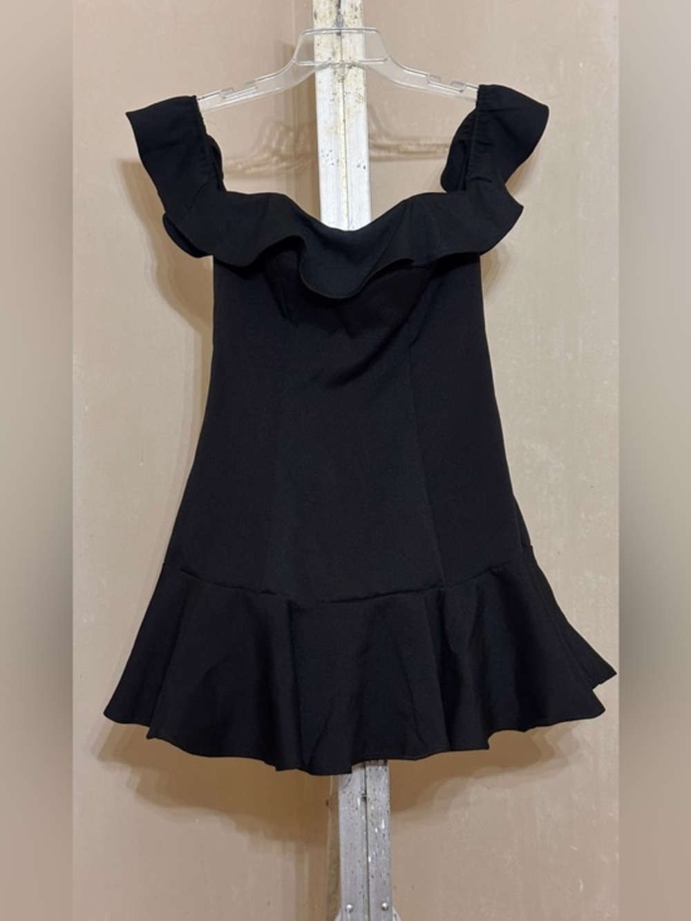 Saints+Secrets Ruffled Black Mini Dress with Flounce Hem Sz M